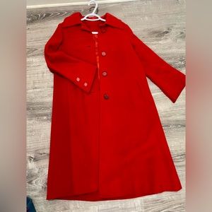 100% wool vintage red trench coat